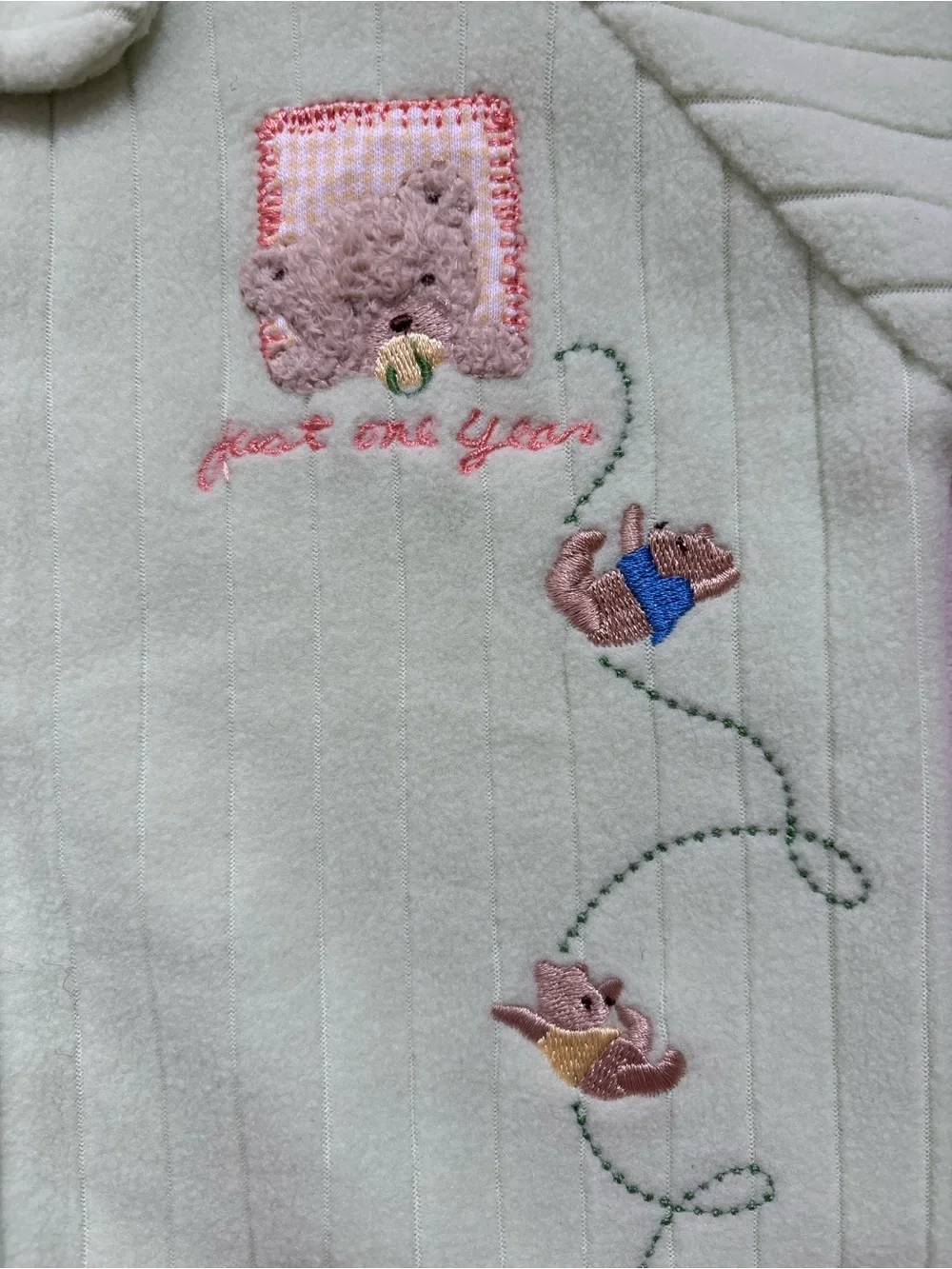 Vtg Carter's Just One Year Teddy Bear Sleep Sack Fleece Green NWOT vintage